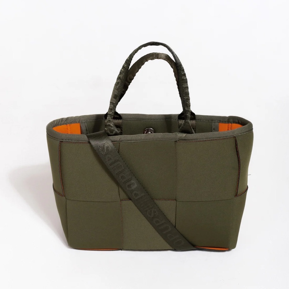 Green Tote Bag with Durable Canvas and Leather Handles